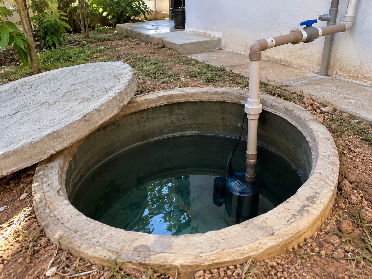 Cisterna enterrada + bomba