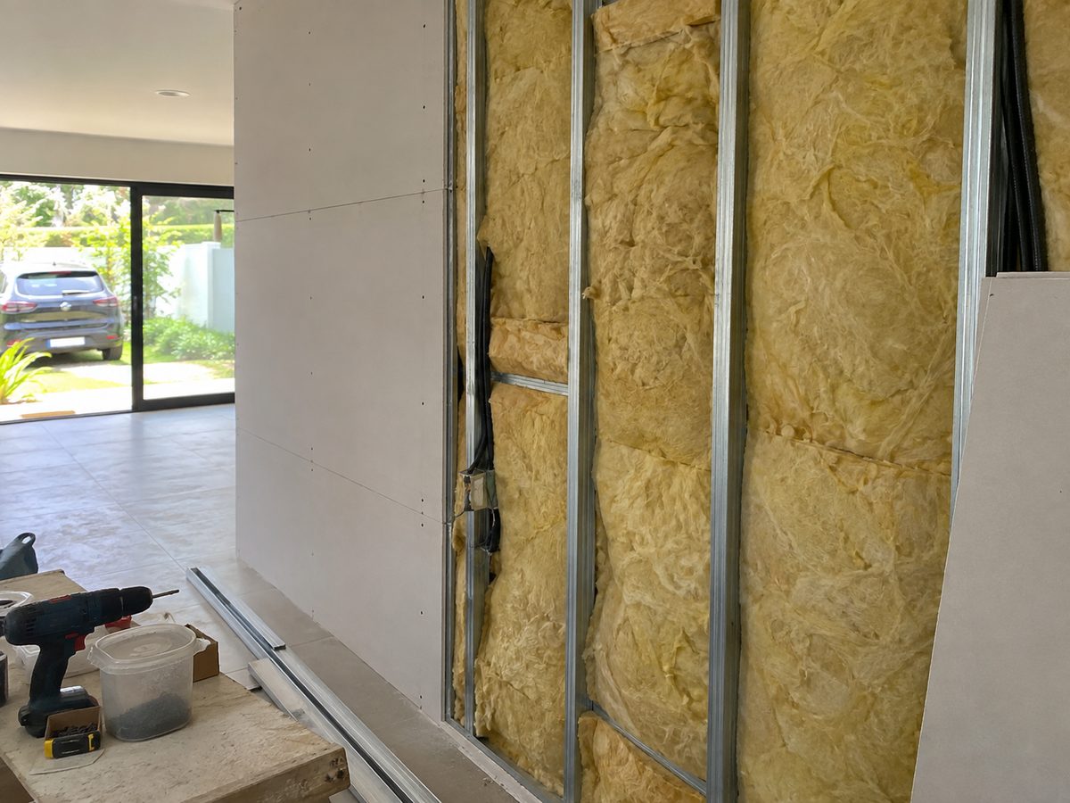 Drywall com lã mineral