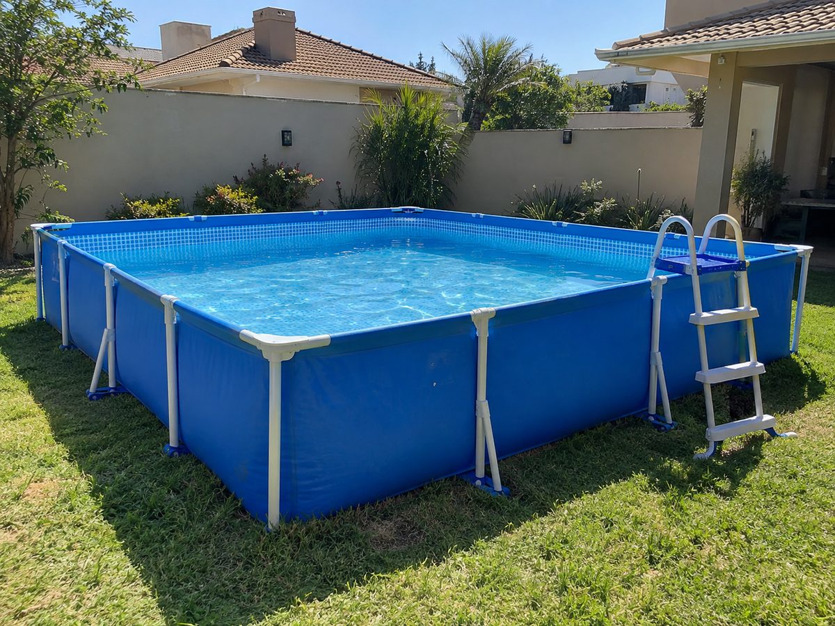 Piscina montável no verão